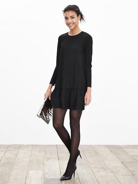 Banana Republic Black Drop Waist Ponte Dress With Pockets
